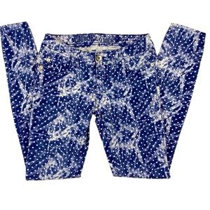 Wallflower Skinny Jeans Size 1 Blue with white polka dots FUN!